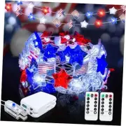 4th of July Decorations USB String Lights 50LED 16FT Red 2 Pack Red-white-blue