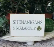 Shenanigans and Malarkey Mini Wood Sign St Patrick's Day