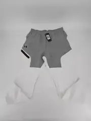 Under Armour Mens UA Unstoppable Fleece Joggers Large White & Gray 4-way Stretch