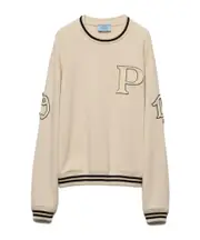 Cotton fleece sweatshirt with patches M ivory