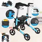 Elderly Rollator Lightweight Folding Walking Frame Mobility Aid Walker with Seat