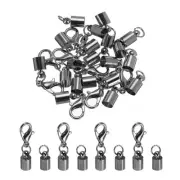 10Pcs Cord End Caps, 4.5mm End Caps Barrel Beads Kumihimo Iron (Black)