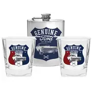 FORD Mustang Set of Two Spirit Glasses and Hip Flask