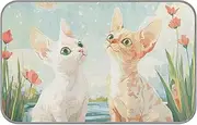 Amooorous Cartoon Cute White Cat Flowers Butterfly Summer Summer Cooling mat Self Cooling cat Bed for Outdoor for pet Dogs Outside Non-Electric cama refrescante para Perros M