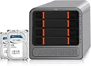 SJRC Mini PC NAS Core i3 N305, Octa Core 4 Bay Network Storage Server, 3-in-1 Micro Computer, Dual i226V 2.5GbE LAN, Soft Router, SPK/MIC, 8GB DDR5 RAM 256GB SSD, 2 x 4TB HDD