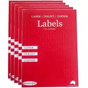 Stock Forms 1UP Inkjet Laser Labels A4 Fluoro 100 Sheets Pack of 5 (Pink)