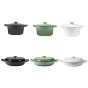 Toque Enamel Dutch Oven Cast Iron Frying Pan Casserole Pot Slow Cook Lid 3.5L 4L