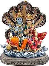 alikiki Hindu Laxmi Narayan Statue - 6.4”H Indian Idol Lakshmi Narayan Bhagwan Lord Vishnu MATA Murti Item Indian God Home Office Temple Mandir Shrine Altar Pooja Decor India Diwali Puja Gifts