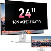 24 Inch Computer Privacy Screen Protector for 16:9 Widescreen Monitor, Removable Eye Protection Anti Glare Blue Light Privacy Shield, 24inch Anti Spy Desktop Security Private Filter