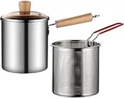 Deep Fryer Pot With Basket, 3l Stainless Steel Fry Pot, Stove Top Fryer | Heavy-duty Stove Top Fryer for Perfectly Crispy Chicken Wings, Seafood, and French Fries, Kitchen Cooking Pot for Home Chefs