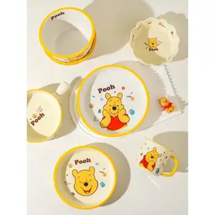 川島屋迪士尼維尼熊兒童陶瓷碗家用卡通餐具套裝可愛飯碗面碗餐盤