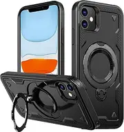 rojarou for iPhone 11 Case,iPhone XR Case[Compatible with MagSafe][360° Rotate Ring Kickstand][Military Grade Protective] Shockproof Anti-Scratch Phone Case for iPhone 11/iPhone XR,Black