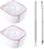 (Pink) - Nail Soaking Bowl, 2PCS Soak Off Gel Polish Dip Powder Remover Manicure Bowl with Triangle Cuticle Peeler and Stainless Steel Cuticle Pusher Nail Art Tool (Pink)