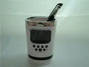 NEW LED Calendar Clock Thermometer Alarm Penholder on Desk