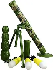 Kombat UK Mortar Launcher with 3 Foam Shells, 4 Target Barrels, Flashing Lights, Approx 56cm, Ages 3+