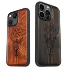 Magnetic Wood Case for iPhone 12 13 14 15 16 Pro Max Plus MagSafe Cover Viking