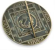 MEDIEVAL CRAFT Season Cycle Sundial Solid Brass with Verdigris Highlights 10 Inch Diameter