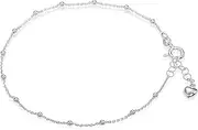 [namana] 925 Sterling Silver Anklets for Women and Teen Girls, Dainty Beaded Chain Ankle Bracelets for Women, Stylish Women's Anklets with Gift Box, One Size, Sterling Silver, No Gemstone