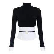 [Elisabetta Franchi] Elisabetta Franchi Poplin-insert Turtleneck Top 44 IT BLACK