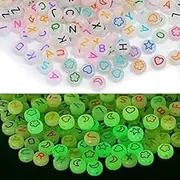 1000pcs UV Acrylic Alphabet Letter Beads - Luminous Glow in The Dark Spacer Beads - Colorful DIY Beads for Bracelets Necklace Making With Clear Thread
