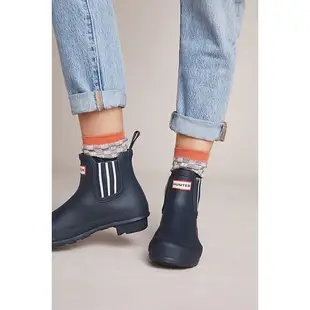 二手  Hunter Garden Stripe Chelsea boots 深藍色直條紋短靴 雨鞋 雨靴