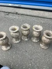 Natural Coral Stone Fossil 6" Vase Heavy Made in Pakistan Set Of 5