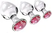 Glass Anal Plug Set 3 Butt Plug Anal Dilators With Crystal Diamond Jewelry Dildo Prostate Massager Ball Sex Toys for Women Couples