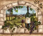 TUSCAN WINE BOTTLE AND GRAPES ARCHWAY COMPUTER MOUSE PAD 9 X 7