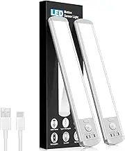 shirylzee Under-Unit Light Kitchen LED Cabinet Lighting 2 Pieces 6500 K Motion Sensor Interior Lights Dimmable Cabinet Light 2000 mAh Rechargeable Wardrobe Lights for Stairs, Hallway, Kitchen, Garage