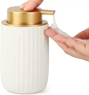 Segbeauty Soap Dispenser, 320ml Dish Soap Dispenser for Kitchen, Pump Bottle Ceramic, Refillable Shampoo and Conditioner Bottles, Empty Shower Gel Dispensing Lotion Bottle for Countertop (White)