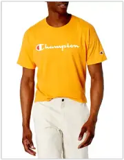 NWT Champion Classic Script Logo Cotton Jersey Tee, Capri Orange,XL XXL