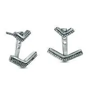 0.1 CT. T.W. Diamond Chevron Front/Back Earrings in Sterling Silver