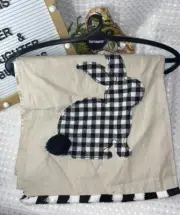 New Pier 1 Buffalo Plaid Beige Black White Gingham Table Runner Easter Bunny