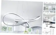 Modern LED Pendant Light Fixture Contemporary Ring Chandelier with 19.6" Nickel
