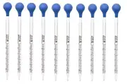10Pk 3ml Glass Graduated Dropper Pipettes Lab Dropper w/ Red Rubber Cap & Scale
