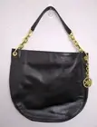 Michael Kors Stanthorpe Large Black Leather Shoulder Bag Gold Chain Strap NWT