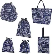 COLORFUL CANDY STYLE NT804400 Disney School Entrance School Entrance 6-Piece Set, Lesson Bag, Quilting (Gusseted), Shoe Case, Drawstring Bag, Gymnastics Clothing Bag, Lunch Bag, Cup Bag, Small Items,