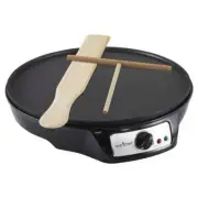 NutriChef Electric Crepe Maker Hot Plate Cooktop Black Aluminum Griddle 1-Burner