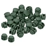 Cord Locks, 100 Pack Round Spring Toggle Stopper, Dark Green