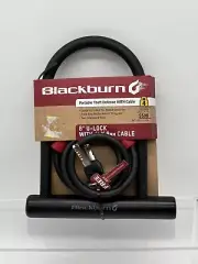 New Blackburn 8" U-Lock with 4' X 8MM Cable 2 Keys Level 4/5 Security Bike Lock