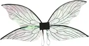 Huraoerrrr Angel Wing 30x14 Inch Sparkling Wing with Elastic Strap, Colorful Fairy Costume for Dress up Elf Cosplay Fairy Costume Birthday Party Black