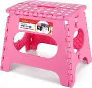Folding Step Stool for Adults-11 Height Lightweight Plastic Stepping Stool. Fold