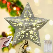Christmas Star Tree Topper Lighted 8” Hollowed 3D Pentagram Built-in 10 Bulbs