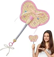 [Generic] Cute Hand Fans, Rustic Straw Woven Handheld Fan For Kids Girl, Butterflys Pumpkin Chinese Manual Fan Home Decorative