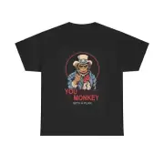 Monkey With A Plan Shirt Funny Uncle Sam Graphic Unisex Heavy Cotton Tee
