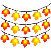 Thanksgiving Decorations Lights Outdoor, 8.5Ft 10 LED Yellow Orange Maple Leaf