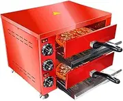 Commercial Indoor Pizza Oven, Countertop 2-Layer Electric Pizza Oven 12", Stainless Steel Pizza Cooker with Adjustable Temperature & 60 Minutes Timer, Table Top Pizza Maker for Restaurant Home