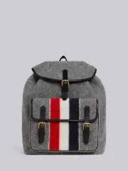 THOM BROWNE MEDIUM GREY BOILED WOOL STRIPE HUNTING BACKPACK