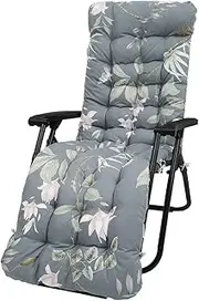 67x20In Sun Lounger Chair Cushion Soft Outdoor Lounge Cushion Zero Gravity Chair Cushion with Ties Breathable Comfortable Lounger Chair Pads for Indoor Outdoor Garden Lawn (GrayBlue Flower Leaf Fruit)