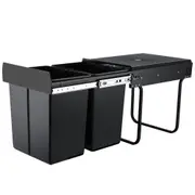 Sir John's Gifts Heavy Duty Plastic Pull Out Bin Aesthetic 2x20L - Black